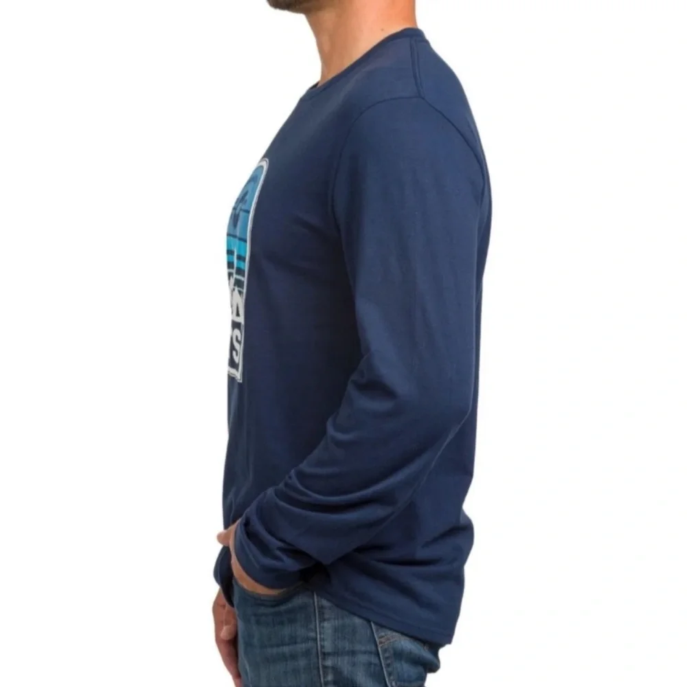 NWT 🏔️🥾🌲 LEVI’S BLUE COTTON LONG SLEEVE SNOWY MOUNTAIN GRAPHIC T-SHIRT Men’s XXL - Picture 4 of 8
